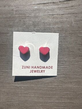 Zuni Heart Sterling Silver Stud Earrings